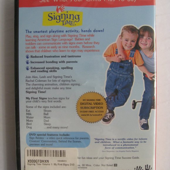 Signing Time! Volume 1 DVD NEW & SEALED Includes Spanish Play Options - Picture 2 of 6